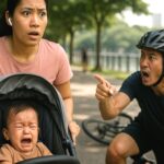 'He didn't ring the bell!' — Maid on earphones with baby in a pram says cyclist shouted at her after he fell trying to avoid crashing into them