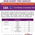 New short-trip Service 18A to connect Tampines North residents to Tampines East MRT from Sep 15