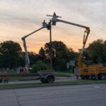 Repairs continue after truck crashes into Winnipeg hydro pole Wednesday night