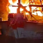 Deep-sea fishing boat catches fire, crew escapes by jumping into sea